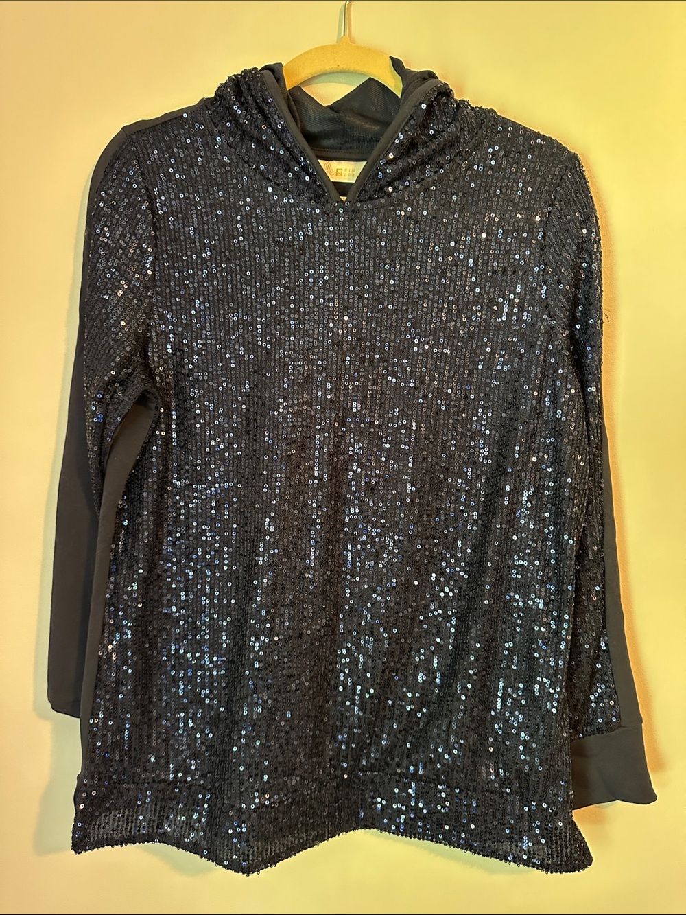 QVC Belle by Kim Gravel Navy Sequin Hoodie Tunic